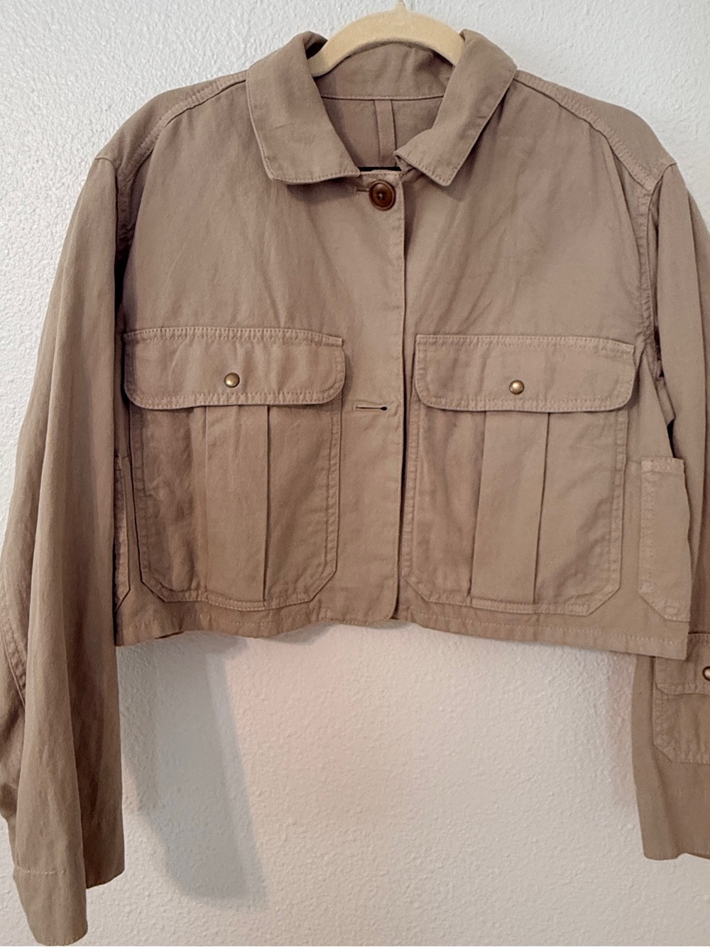 Banana Republic Cropped Utility Jacket in Taupe